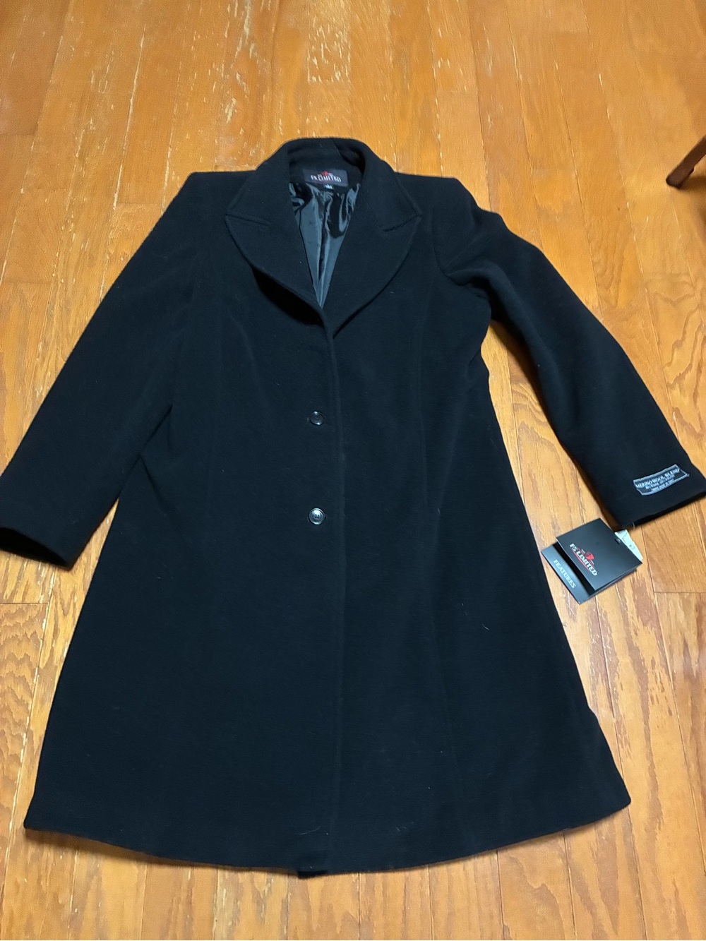 NWT FS Limited Black Long Winter Wool Blend Coat Size Large Made in Ukraine